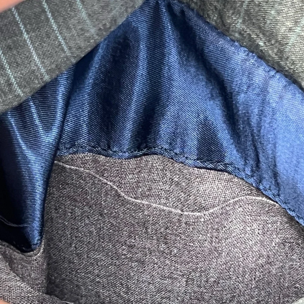 VTG‎ Innocenti Tom James Jacket 46 Grey Blue Pinstripe 2 Button Single Breasted
